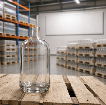 Botella mezcalera y tequilera de vidrio